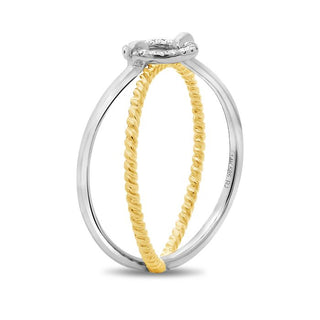 Anillo de diamantes texturizados de dos tonos de 14 quilates