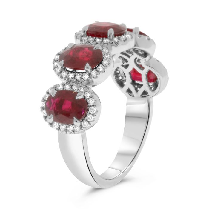 14K White Gold 1.41cttw Ruby and 0.27cttw Diamond Ring - Size 7