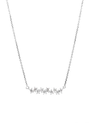 Colgante de diamantes baguette de 0,21 quilates en oro blanco de 14 quilates, 15" de largo