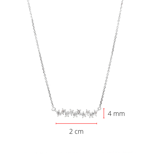 14K White Gold 0.21cttw Baguette Diamond Pendant, 15&quot; Long