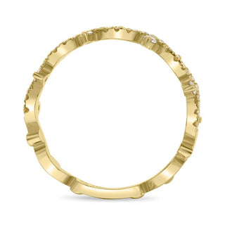 Banda de diamantes amarillos y blancos de lujo natural ondulado de oro amarillo de 14 quilates