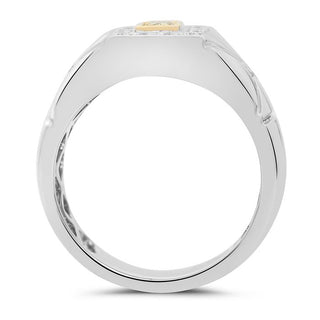 Anillo de diamantes amarillos y blancos de lujo natural en oro de 14 quilates en 2 tonos
