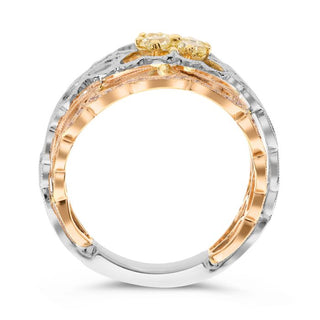 18K Tricolor Fancy Yellow & Pink Diamonds Band