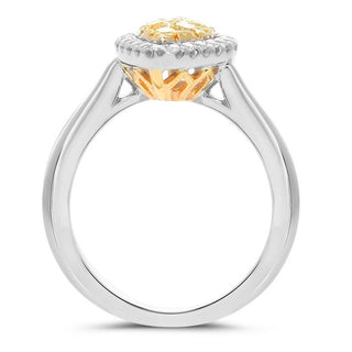 18K 2 Tone Gold Pear-shaped Natural Fancy Yellow and White Diamond Cluster Ring