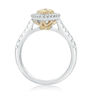 18K 2 Tone Gold Pear-shaped Natural Fancy Yellow and White Diamond Cluster Ring