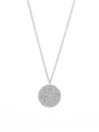 Collar de diamantes con disco redondo de 0,41 quilates en oro blanco de 14 quilates - 20 pulgadas