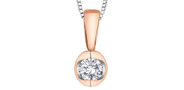 Collar con solitario de diamantes de 0,04 quilates en oro rosa de dos tonos y oro blanco de 10 quilates - 17 pulgadas
