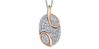 Collar de oro blanco y rosa de dos tonos de 10 quilates de 0,508 quilates - 18 pulgadas