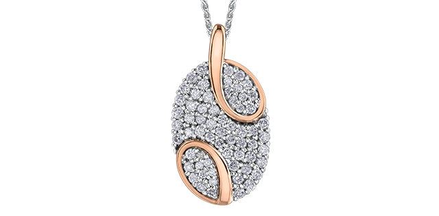 10K Two Tone White and Rose Gold 0.508cttw Necklace - 18 Inches