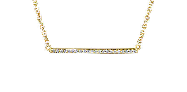 10K Yellow Gold 0.10cttw Diamond Bar Necklace 1.4mm x 27mm - 17 Inches