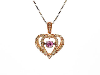 Seguimiento: collar de oro blanco y rosa de 10 quilates con zafiro rosa y diamante de 0,17 quilates, 18"