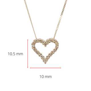 Colgante en forma de corazón con diamantes de 0,125 quilates en oro amarillo de 10 quilates, 18"