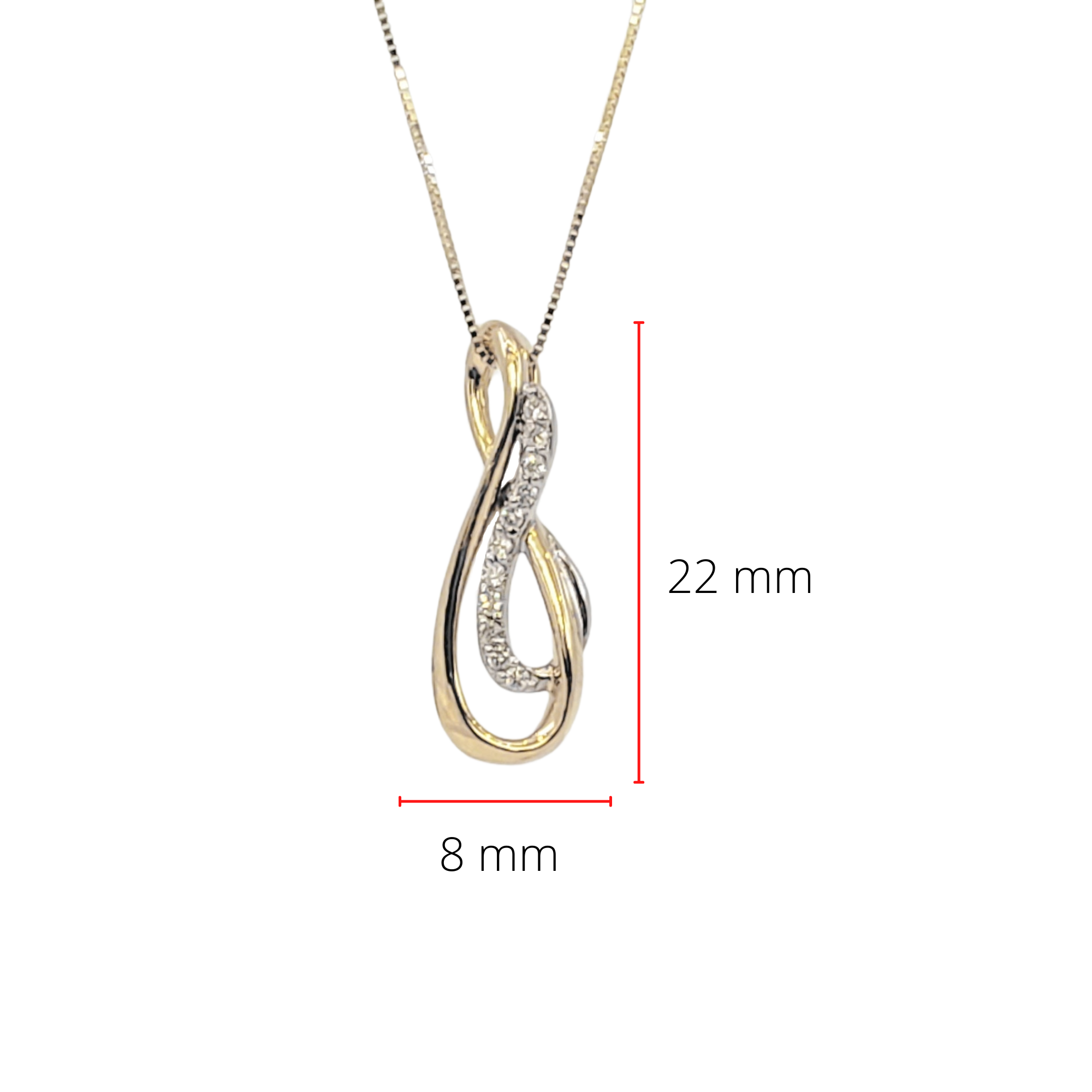 10K Yellow Gold 0.075cttw Diamond Pendant, 18"