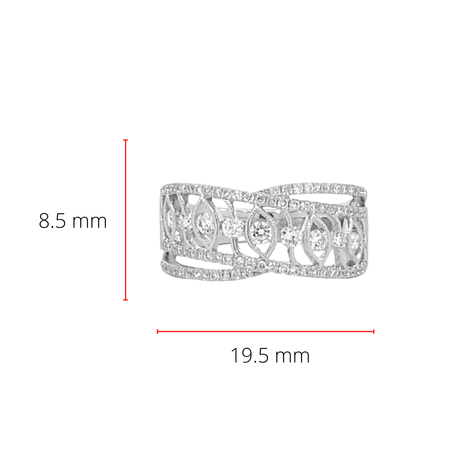 14K White Gold 0.62cttw Diamond Ring, size 6