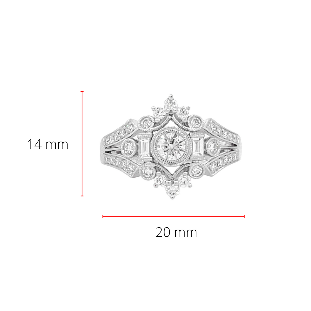 Anillo de oro blanco de 14 quilates con diamantes de 0,75 quilates, talla 6