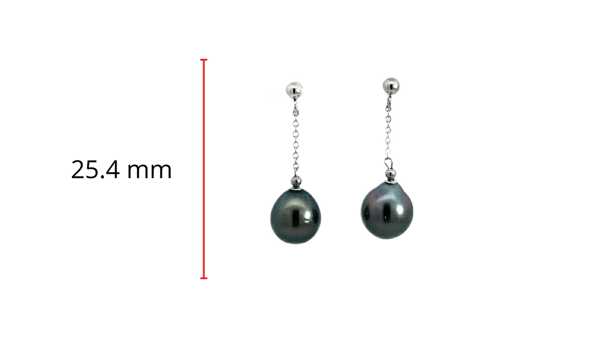 14K White Gold 8.5-9.0mm Tahitian Pearl Dangle Earring