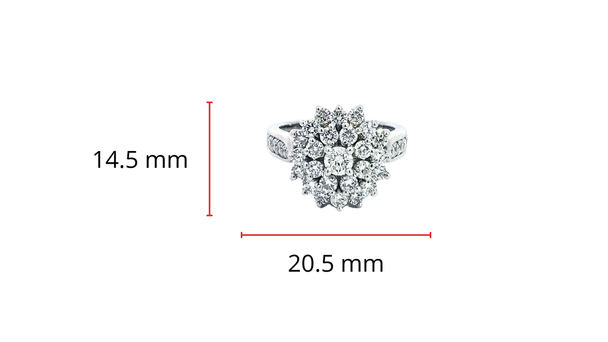 14K White Gold 1.95cttw Diamond Ring, size 6.5