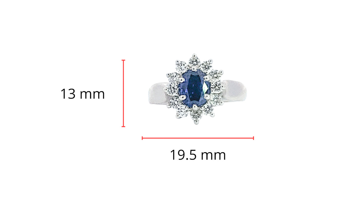 14K White Gold Sapphire and Diamond Ring - Size 6