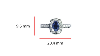 Anillo de diamantes y zafiros en oro blanco de 14 quilates - Talla 6