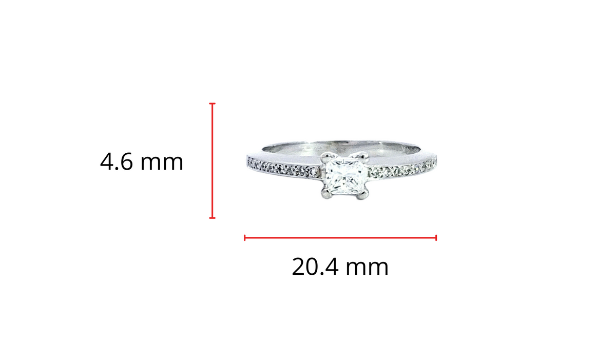 14K White Gold 0.45cttw Princess Cut Diamond Engagement Ring