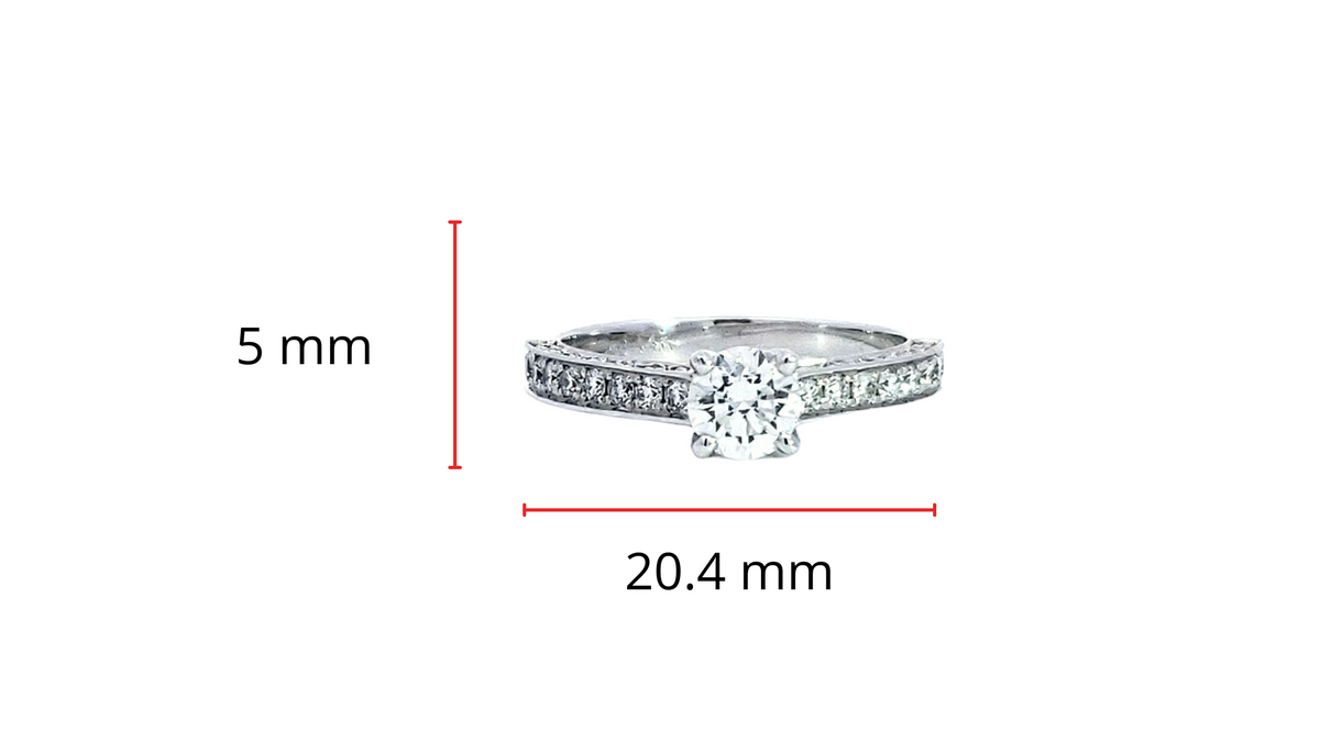 14K White Gold 1.03cttw Round Brilliant Cut Diamond Engagement Ring