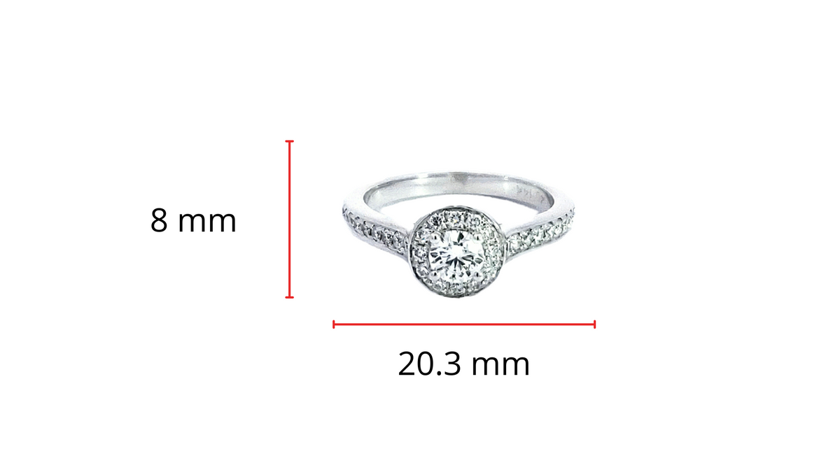 Anillo de compromiso con halo de diamantes de 0,78 quilates en oro blanco de 14 quilates, talla 6,5