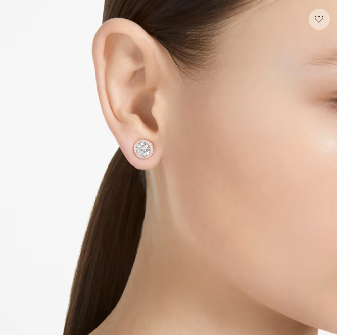 Swarovski Constella/Una Angelic stud earrings, Round cut, Pavé, White, Rose gold-tone plated - 5636275/5648995 (SS)