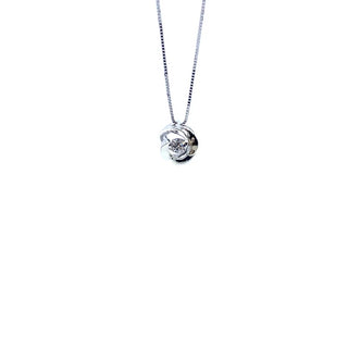 Colgante de oro blanco de 10 quilates con diamantes de 0,14 quilates, 18"