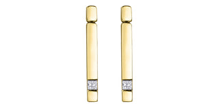 Aretes colgantes o colgantes con línea de diamantes canadienses de 0,14 quilates de oro amarillo de 10 quilates