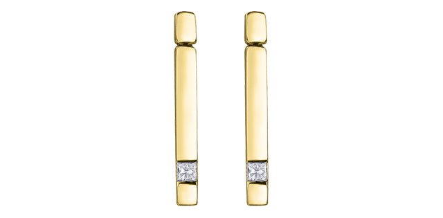 10K Yellow Gold 0.14cttw Canadian Diamond Line Dangle/Drop Earrings