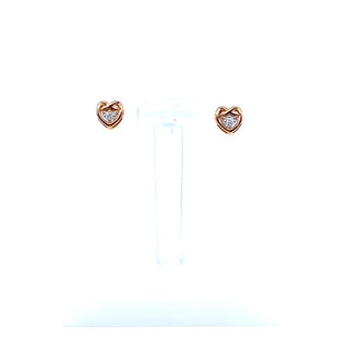 Aretes con forma de corazón de diamantes de 0,032 quilates en oro blanco y rosa de 10 quilates