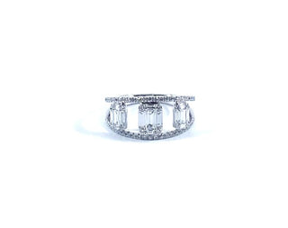 Anillo de oro blanco de 14 quilates con diamantes de 0,87 quilates, tamaño 6,5