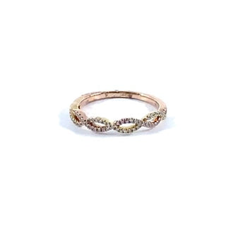 14K Rose Gold 0.18cttw Round Cut Diamond Ring, size 6