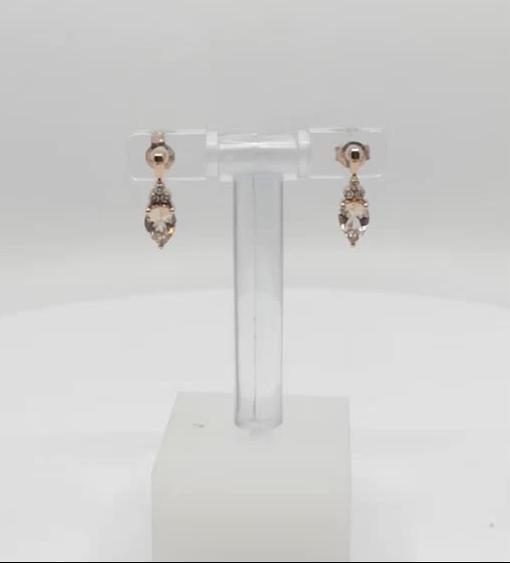 Aretes de morganita en oro rosa de 10 quilates y diamantes de 0,03 quilates