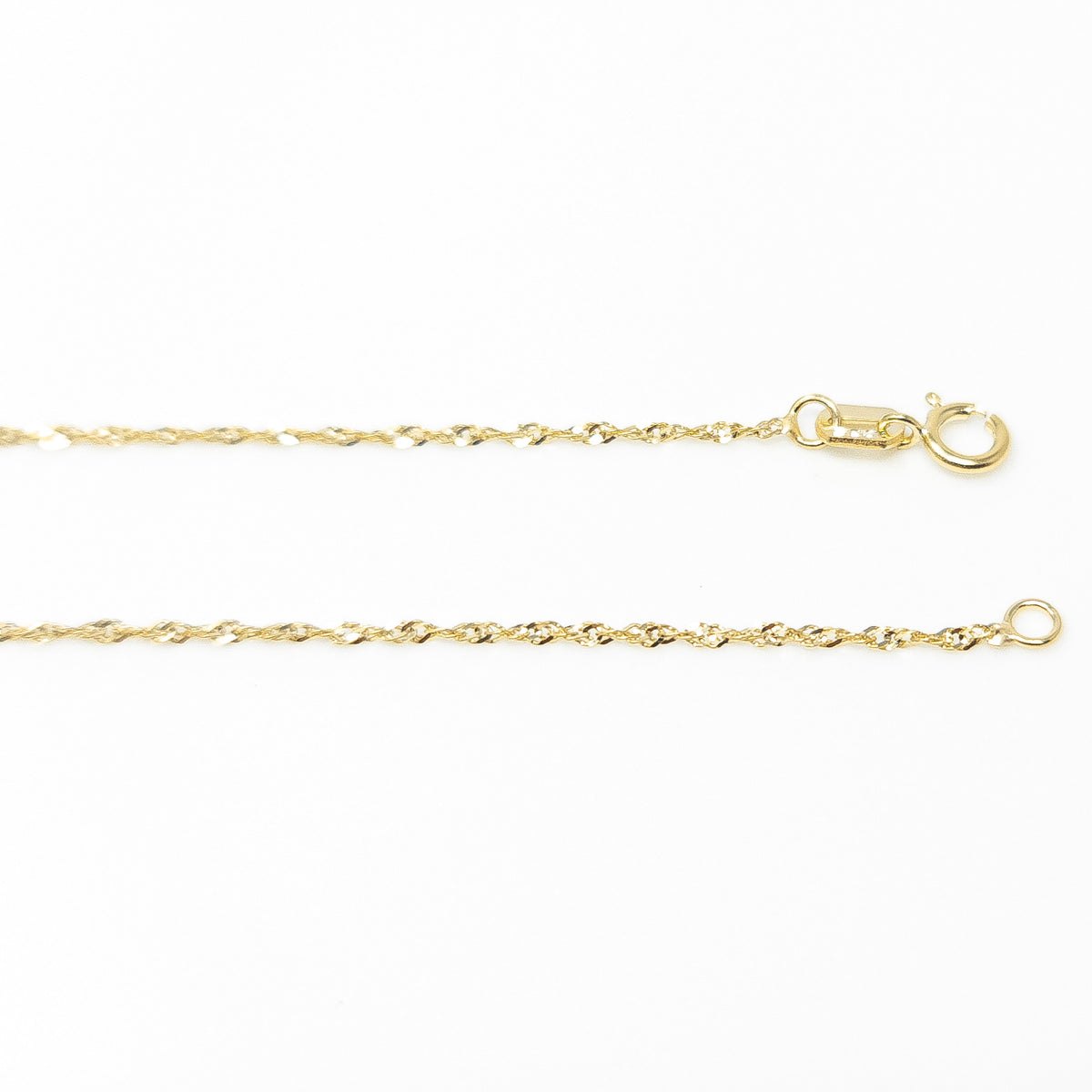 10K Gold Singapore Chain with Spring Clasp - 1.8 mm - Variuos Lenght