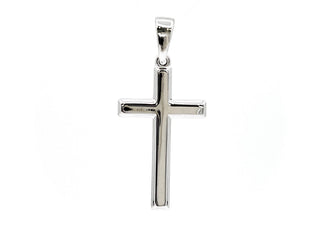 SEGUIMIENTO - Colgante de cruz hueca de plata de ley 925 de 23 mm x 13 mm