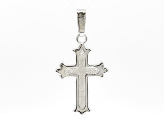 925 Sterling Silver 32mm x 16mm Brush Center Cross Charm