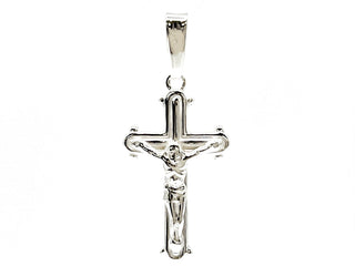 925 Sterling Silver 23mm x 13mm Hollow Crucifix Cross Charm - Small