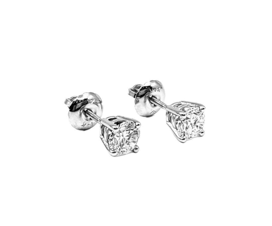 14K White Gold 0.35cttw Lab Grown Diamond Solitaire Earrings with Screw Back