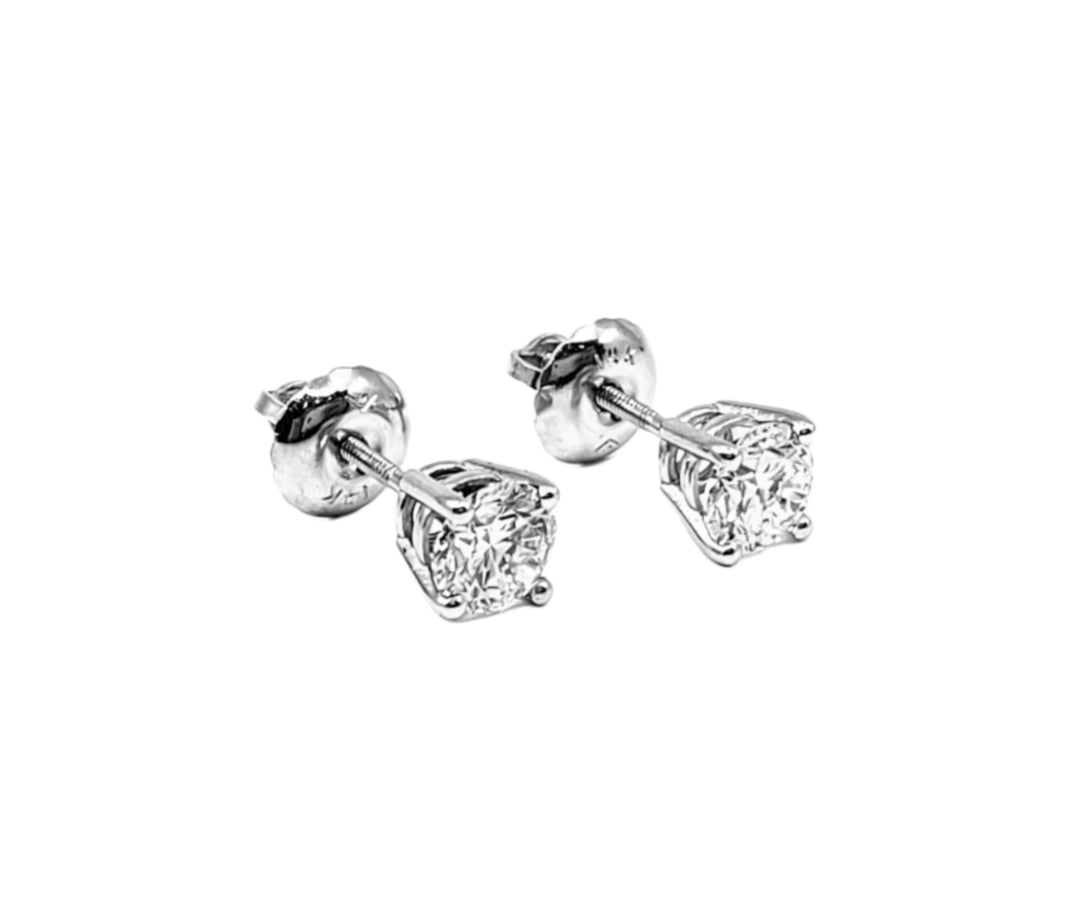 14K White Gold 0.75cttw Lab Grown Diamond Solitaire Earrings with Screw Back