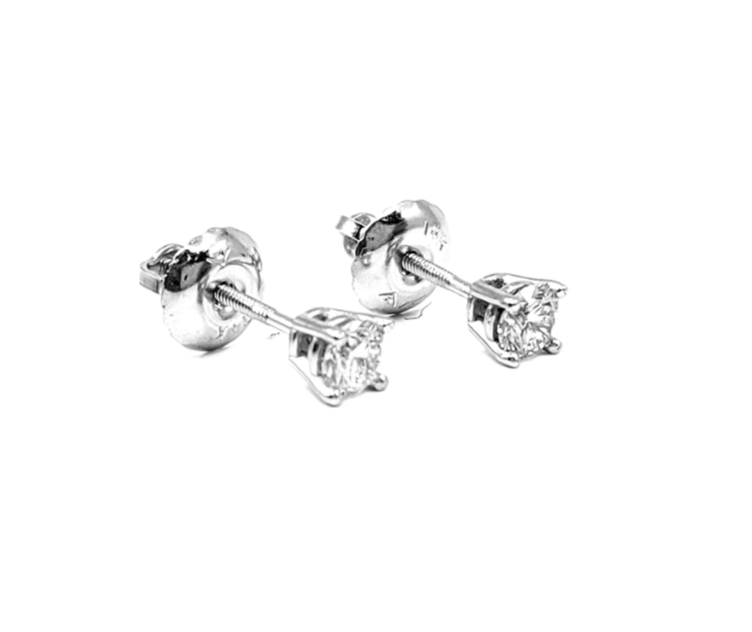 14K White Gold 0.25cttw Lab Grown Diamond Solitaire Earrings with Screw Back