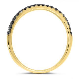 Banda de pavé de diamantes negros de 0,17 quilates en oro blanco, amarillo o rosa de 14 quilates