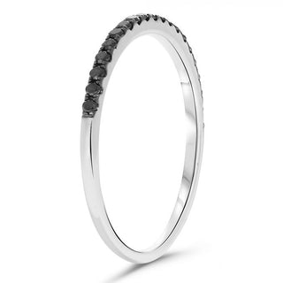 Banda de pavé de diamantes negros de 0,17 quilates en oro blanco, amarillo o rosa de 14 quilates