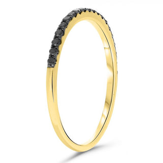 Banda de pavé de diamantes negros de 0,17 quilates en oro blanco, amarillo o rosa de 14 quilates
