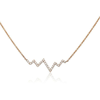 14K White Gold Diamond "Heartbeat" Necklace, 18"