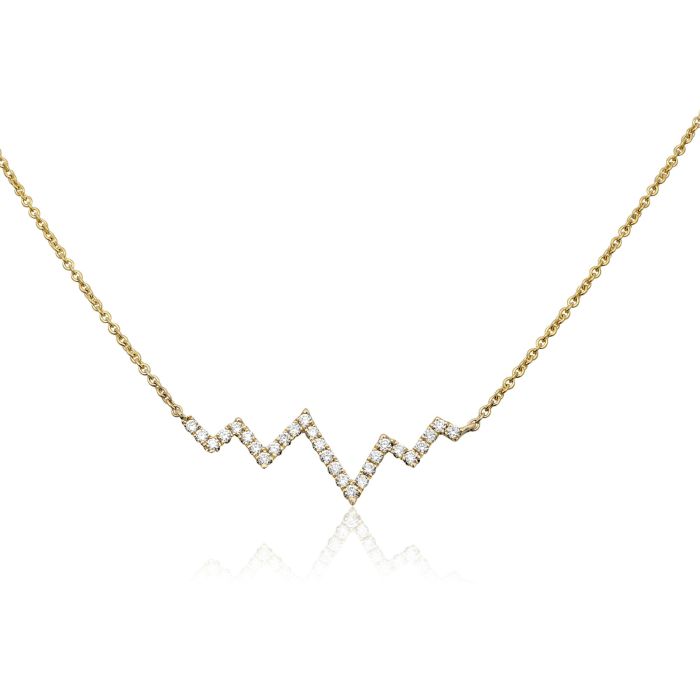 14K White Gold Diamond &quot;Heartbeat&quot; Necklace, 18&quot;