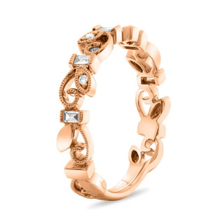 Banda de desplazamiento de hiedra con diamantes de 0,16 quilates en oro blanco, amarillo o rosa de 14 quilates 