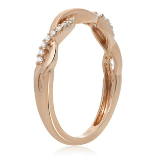 Anillo ondulado de diamantes de 0,13 quilates en oro blanco, amarillo o rosa de 14 quilates 