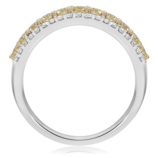 18K Two Tone Fancy Yellow and White Diamonds Wedding Band