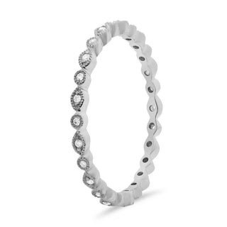 14K White, Yellow or Rose Gold 0.07cttw Diamond Marquise & Dot Eternity Band